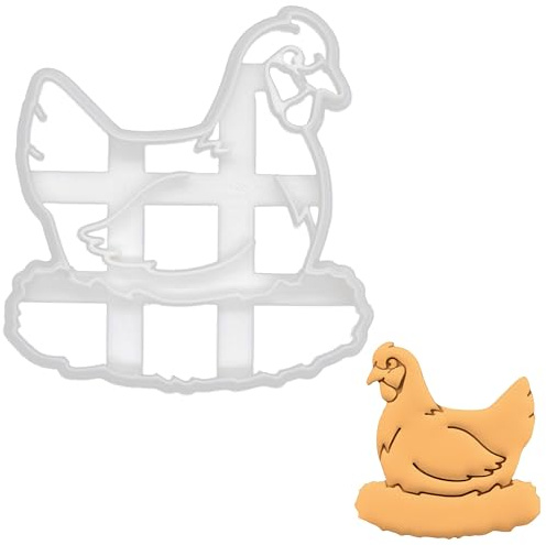 BAKERLOGY Chicken Cookie Cutter - Detailed Biscuit Cutter Design for Baking and Crafts, Ideal on Fondant, Dough, Clay