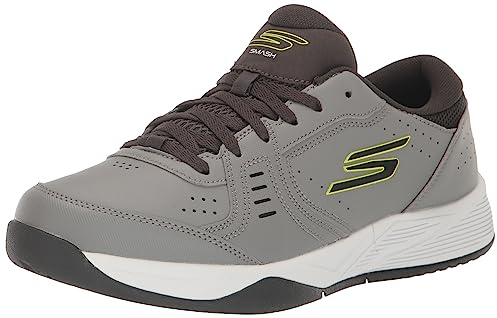 Skechers Men's Viper Court Smash Athletic Pickleball Shoes for Indoor and Outdoor Use Relaxed Fit Sneaker, Grey Lime, 8 UK