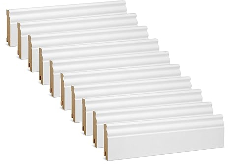 KGM Vorteilspack - Hamburger Sockelleiste Altberliner Profil – Weiß folierte MDF Fußbodenleiste – Maße: 2400 x 19 x 70 mm – (10 St. / 24 Meter)