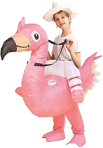 AirSuit® Travestimento gonfiabile da fenicottero rosa per bambini | Misura da 90 a 120 cm | Realizzato in poliestere altamente resistente | Sistema di gonfiaggio | Animale gigante | OriginalCup