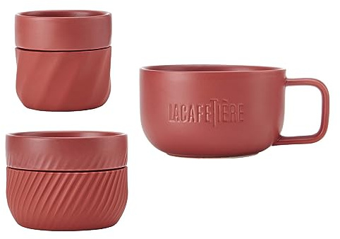 La Cafetière 3pc, Family Mug Set, 380ml, 200ml and 100ml, Red