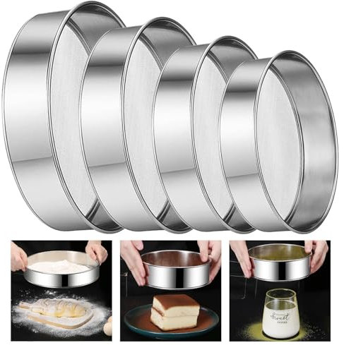 Zliger Rundes Fein Mehlsieb, 4pcs Mehlsieb,Edelstahl Fein Mehl Sieben Puderzuckerstreuer Puderzuckersieb Puderzuckermühle Staubzuckerstreuer Kakaostreuer Staubzuckermühle Puderzucker Mühle