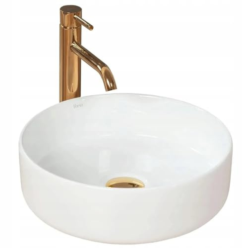 GTM Design Aufsatzwaschbecken Modern Waschbecken ohne Hahnloch - Elegant Aufsatzwaschbecken Oval für Badezimmer und Gäste WC - nur Bad Waschbecken - Modell 13