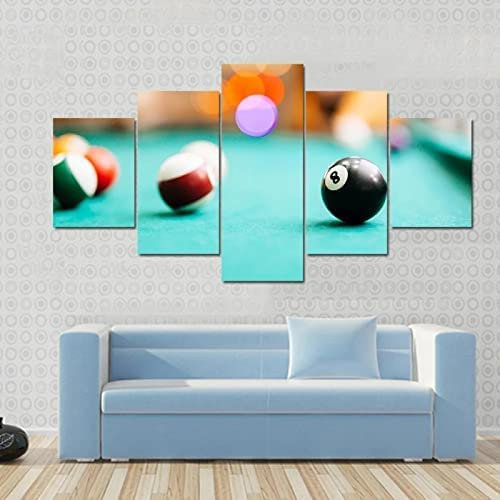 Home Decor Leinwand Gedruckt Poster 5 Stück Snooker Acht-Ball-Billard 150×100 Cm Wandkunst Yacht Modernes Kunstwerk Bilder Gemälde Für Wohnzimmer Schlafzimmer Esszimmer Büro Kinderzimmer -9J0G-A9N