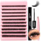 Kit Extension Ciglia 200PCS Clusters Lashes Kit D Curl 0,07 80D 8-16mm Ciglia Finte Individuali Fluffy Effetto 3D Cluster Eyelash con Lash Bond e Seal for DIY Lashes(Effetto 3D-80D)