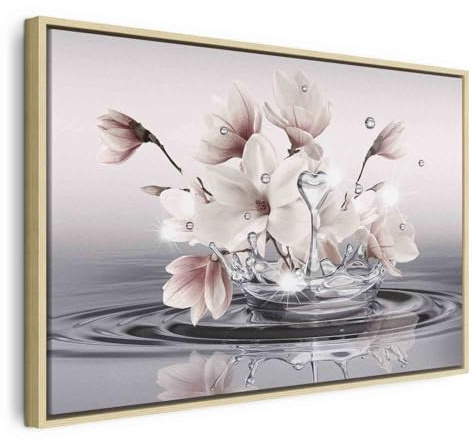 B&D XXL - Leinwandbild Zen Spa Wasser, 120x80 cm, Schlafzimmer, Wohnzimmer | Hochwertige Leinwand, sofort aufhängbar, ideal fürs Wohn- oder Schlafzimmer, wasserfest und lichtecht, langlebig, stilvoll