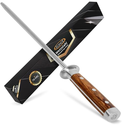 ECENCE Sharpening Steel Professional Knife Sharpener with Silicon Carbide Coating (70HRC), Honing Steel Knife Sharpener