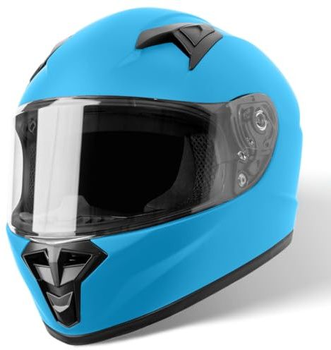 VINZ Parana Motorradhelm Kinder | Fullface Helm Kinder Integralhelm | Kinderhelm Motorrad, Roller, Mofa & Moped in Gr. YS-YXL | ECE 22.06 Zertifiziert | Erhältlich in 3 Farben - Matt Blau