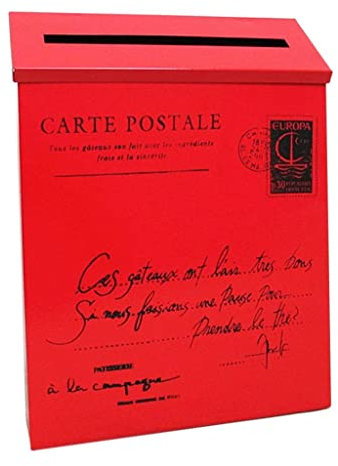 Buzón grande de metal galvanizado americano vintage | Buzón de pared con cerradura | para decoración del hogar rural | 23 x 6 x 30 cm - Rojo