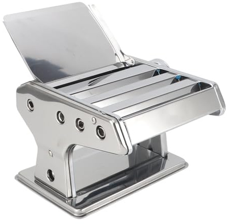 Noodle Maker Machine, Dough Roller Machine Dough Sheeter Machine for Home Adjustable Thickness Noodle Making Machine Stainless Steel Manual for Pasta Spaghetti Lasagna (Silver)
