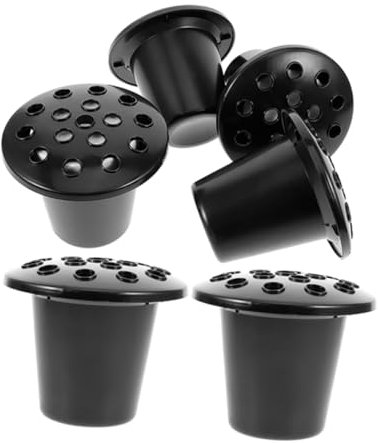 CAXUSD Porte-Fleurs en Plastique pour Cimetière 16 Trous Noir Et Blanc avec Socle Lotus Résistant Aux Intempéries pour Décorations Funéraires Et Tombes Lot De 6