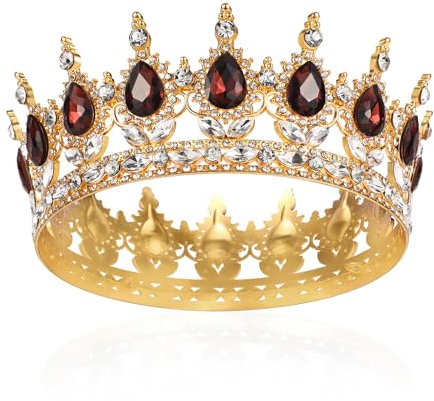Krone Mädchen Damen Voll Runde Braut Diadem Kristall Königin Krone Barock Tiara Sparkly Strass Prinzessin Kostüm Hochzeit Prom Geburtstag Pageant Party Tortenaufsatz Karneval Kopfschmuck