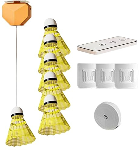 Rebound Badminton, Remote Control Badminton Training Kit, Rebound Badminton Set, Portable Single-Player Trainer for Kids and Adults, Includes 6 Balls for Skill Development and Practice