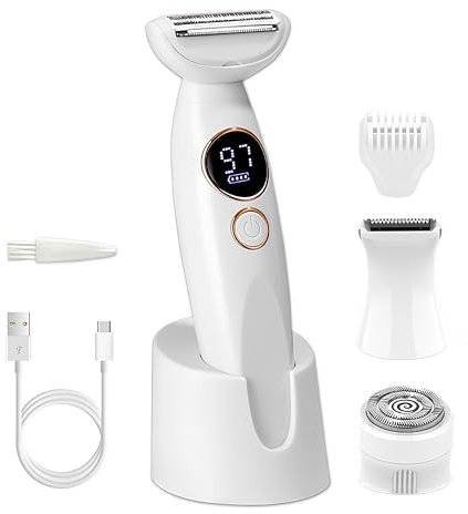 Electric Razor for Women, 3-in-1 Bikini Trimmer & Lady Shaver - Wet & Dry, 120min Runtime, LED Battery Display - Painless Hair Removal for Legs, Underarms, Bikini Area IPX7