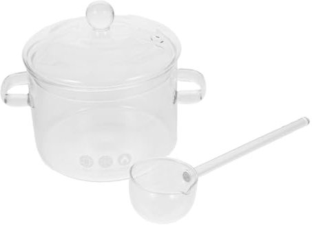 Garneck Marmite Transparente Verre Borosilicaté Marmite à Nouilles Avec Couvercle Petite Casserole à Soupe Avec Poignée