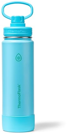 ThermoFlask 24 oz Double Wall Vacuum Insulated Stainless Steel Water Bottle with Spout Lid, Vivid Blue
