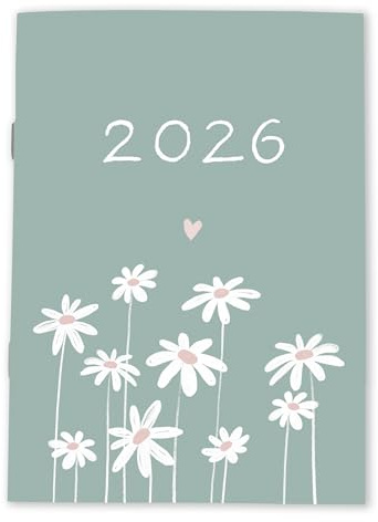 Eine der Guten Terminkalender A6 - Kalender 2026, mini Monatsplaner & Notizbuch, kleiner Softcover Taschenkalender Terminplaner, Mint, klimaneutral, FSC Papier