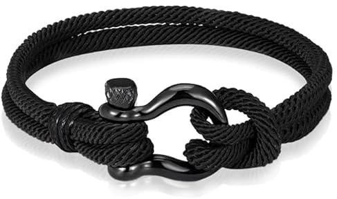 Nautiskt herrarmband paracord rostfritt stål ankare, 19cm, Rostfritt stål/textil