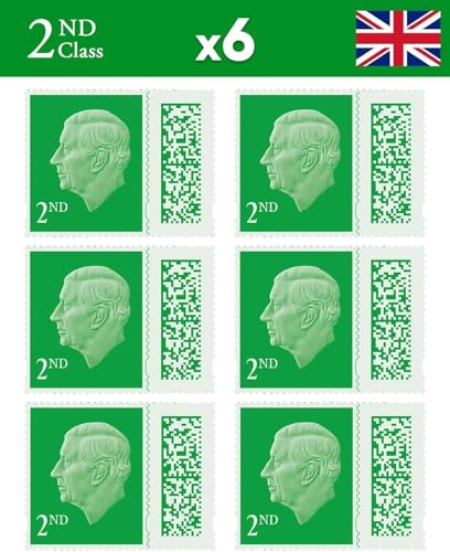 2nd Class Stamps (6 Pack) – Genuine UK Postage – Barcoded, Self-Adhesive Stamps – Secure QR Design for Letters up to 100g – Official UK Postage (Total 6) | UK BEST SELLERS
