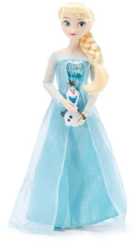 Disney Store Official, Die Eiskönigin, ELSA, Klassische Puppe, 30 cm | Voll bewegliche Elsa Puppe im funkelnden eisblauen Kleid mit Charakterfreund, toll zum Geschichtenerzählen, ab 3 Jahren