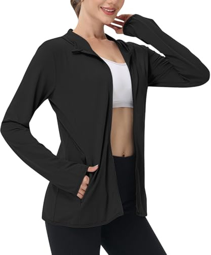 nhApmj Womens UPF 50+ Sun Protection Hoodie Jacket Fashion Clothing Plus Size Clothes Lightweight Full Zip Long Sleeve SPF Shirts Outdoor Hiking Fishing Workout Athletic Blouse Travel Outfits