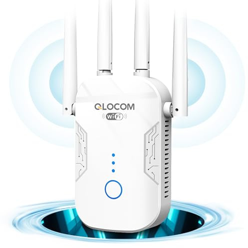 QLOCOM 2026 Nuevo Amplificador Señal WiFi 1200Mbps, Repetidor WiFi Largo Alcance Banda Dual 5GHz y 2.4GHz con WPS Botón, WiFi Booster Compatible con Todos los Routers