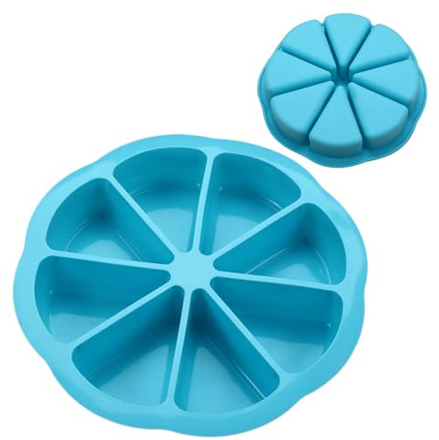 qokeeu Silicone Baking Moulds, 8 Portion Triangle Pizza Cake Pan Mold, Non Stick Heat Resistant DIY Baking Tool, Triangle Scone Bake Pan for Bread Mousse