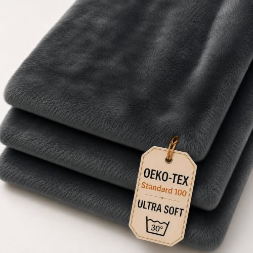 StoffBook Dunkelgrau Kunstpelz Kaninchenfellimitat Kunstfell für Bekleidung | Dehnbar, weich und leicht, Stoff für Bekleidung, Kostüme und Dekoration, Plüschfell und Teddyplüsch, Meterware ab 50cm