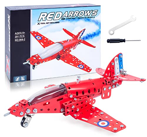 coskehan Assembled Model Plane Kit Building Toy, 201 Pieces Airplane Building Kit for Kids Age 8-12, Educational Model Kit Gifts for Teenage Boys & Girls 8+, Red, 7 * 9 * 3 inch
