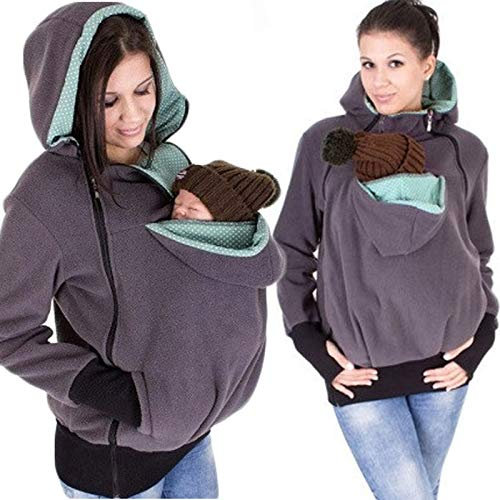DNJKH Veste Porte-bébé, 3 en 1 maternité Laine Polaire Blouson Kangourou pour Allaitement,Violet,L