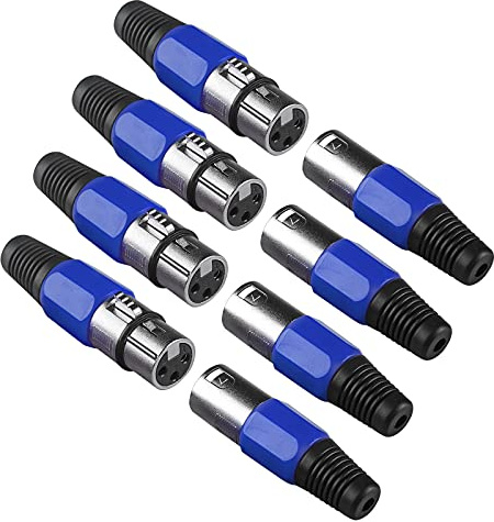 4Pack XLR Stecker 3-Poliger Kanonenkopf, DMX Buchse zum Löten, Männlich Weiblich Adapter Kupplung für Kabel