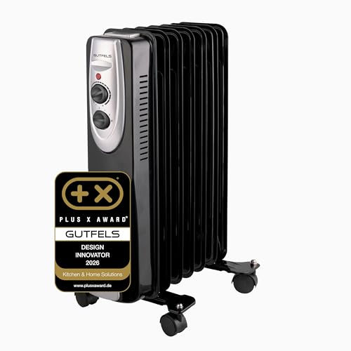 Gutfels HR 32009 sw oljeradiator | 3 värmenivåer | 9 spröt | 2000 watt effekt | svart, 5050075