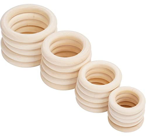 FLYAMAPIRIT Holzringe Set Naturholz Runde Ringe für Kunst & Handwerk, Wohnkultur, DIY Schmuckherstellung Projekte, Anhängerverbinder Perlen (40mm, 50mm, 60mm, 70mm)