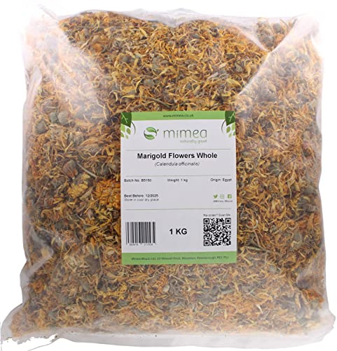 Mimea Whole Dried Marigold Flowers 1KG. Premium Quality Calendula Officinalis