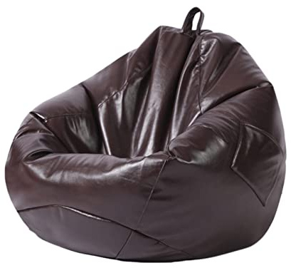 Copertura per Poltrona a Sacco (Senza Imbottitura), Pouf per Interni ed Esterni in Finta Pelle Sedia per Divano Pigro Fodera per Sedia a Sacco, ideale per Interni e Soggiorno,Cioccolato,70*80cm