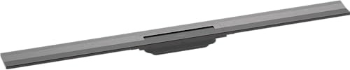 hansgrohe RainDrain Flex - set di canalina doccia accorciabile, canale di drenaggio 1000 mm, scarico a pavimento per montaggio filo muro, cromo nero spazzolato