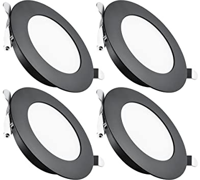 Obeaming 4 x 12V LED Einbaustrahler Wohnmobil Boot Einbauleuchten Flache Spot Dimmbar Einbauspot 3W 83mm 285lm für Camper Wohnwagen Bad, Loch 64-74mm Schwarz 6000K Aluminium CRI93