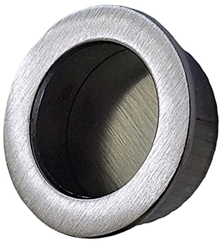 30mm Round Flush Finger Pull Sliding Door Satin Chrome – Pack of 1 | Recessed flush pull for sliding doors and pocket doors. 30mm round insert. Installs flush with door surface.