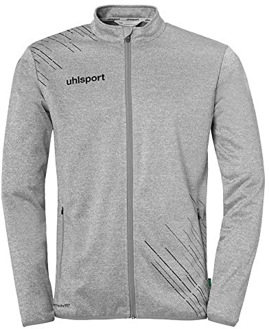 uhlsport Score 26 Classic Jacke Herren Sport Fußball Trainingsjacke Sweatshirt Jacke Sweatjacke - elastischer Ausgehanzug mit Reißverschluss-Taschen, dark grau melange/schwarz, L