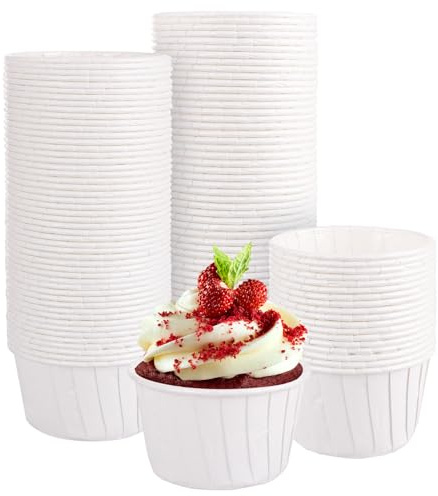 ASelected 100Pcs Cupcake Cups Muffin Cases Greaseproof Cups Disposable Baking Cups for Home Birthday Party Christmas Party Birthday(White)