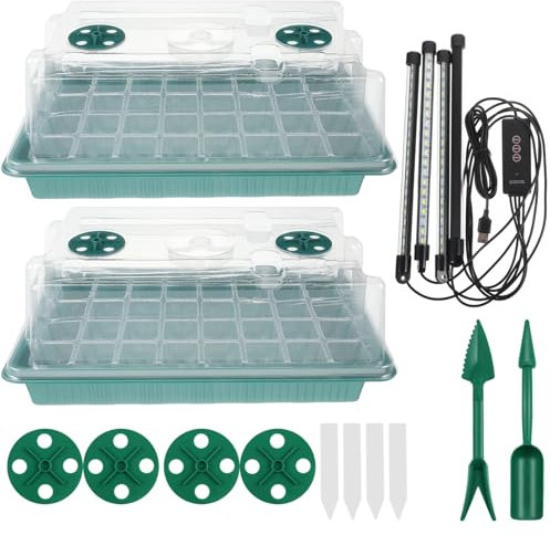 TOVINANNA 2sets Lights Full Kit Plant Germination Container Grow Trays for Indoor Gardening