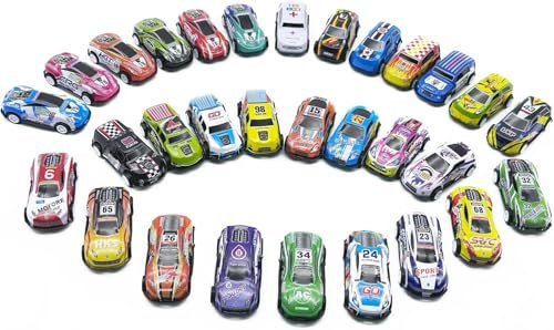 Juxtaposia 30 Stück Mini Auto Spielzeug Set,Aufziehautos mit Rückzug Kleine, Zurückziehen Katapult Auto,Geeignet für 2-6 Jahre Kleinkinder Spielen drinnen und draußen