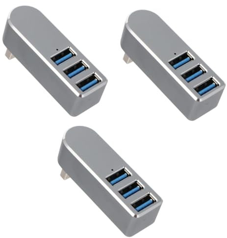HEMOTON 3pcs Rotatable Usb Hub Usb for Keyboard Mouse Camera Portable Multi-port Splitter for Phone and Laptop