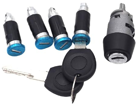 Türschloss Stellmotor Für VW T4 Für Caravelle MK4 IV 1990-2003 Transporter Double Barn Hardware 701837205 1 Zündschalter 4 Türschlosszylinder Mit 2 Schlüsseln Türschloss Betätiger