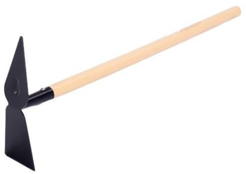 Acan Tradineur - Azada Doble con Mango de Madera, Cabezal con Borde Afilado, diseño Templado y Forjado, 347 g, Ideal para Agricultura y jardinería, fácil manejo - 60 cm