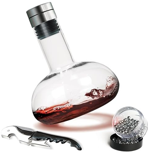 Modern Innovations Rotwein-Dekanter Mit Belüfterdeckel - Bestes Geschenk-Set für Weinliebhaber, Doppeldekanter-Set, Weinentlüftungskaraffe