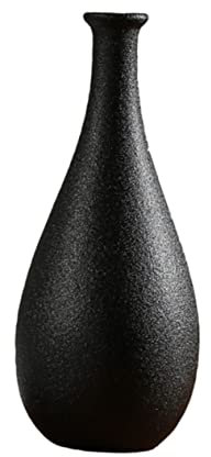 Cabilock Vase en Céramique Noir Simple, Pot De Fleurs De Bureau 20 Cm, Matière Céramique Solide, Contenant Fleurs Artificielles, Décoration Intérieure Maison, Récipient Floral Unique