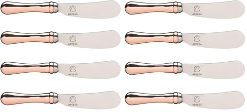 Artesa Set Coltelli da Burro con Manico Oro Rosato, Manico 12 cm, Acciaio Inossidabile, Multicolore, 0.3 x 1.7 x 12 cm, 4 Pezzi (Confezione da 2)