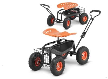 Gartenwagen Rollsitz höhenverstellbar Gartensitzplatz mit Korb bis 150kg