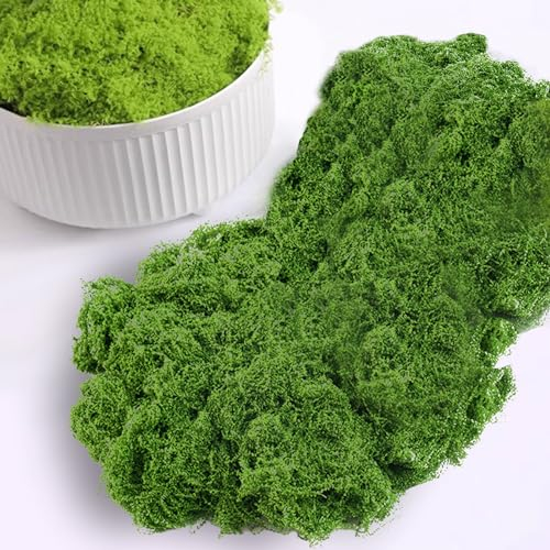 Lxoraziy 200g Deko Moos Zum Basteln, Nylon Künstliches Moos, Atmungsaktiv Konserviert für Garten, Blumenarrangements